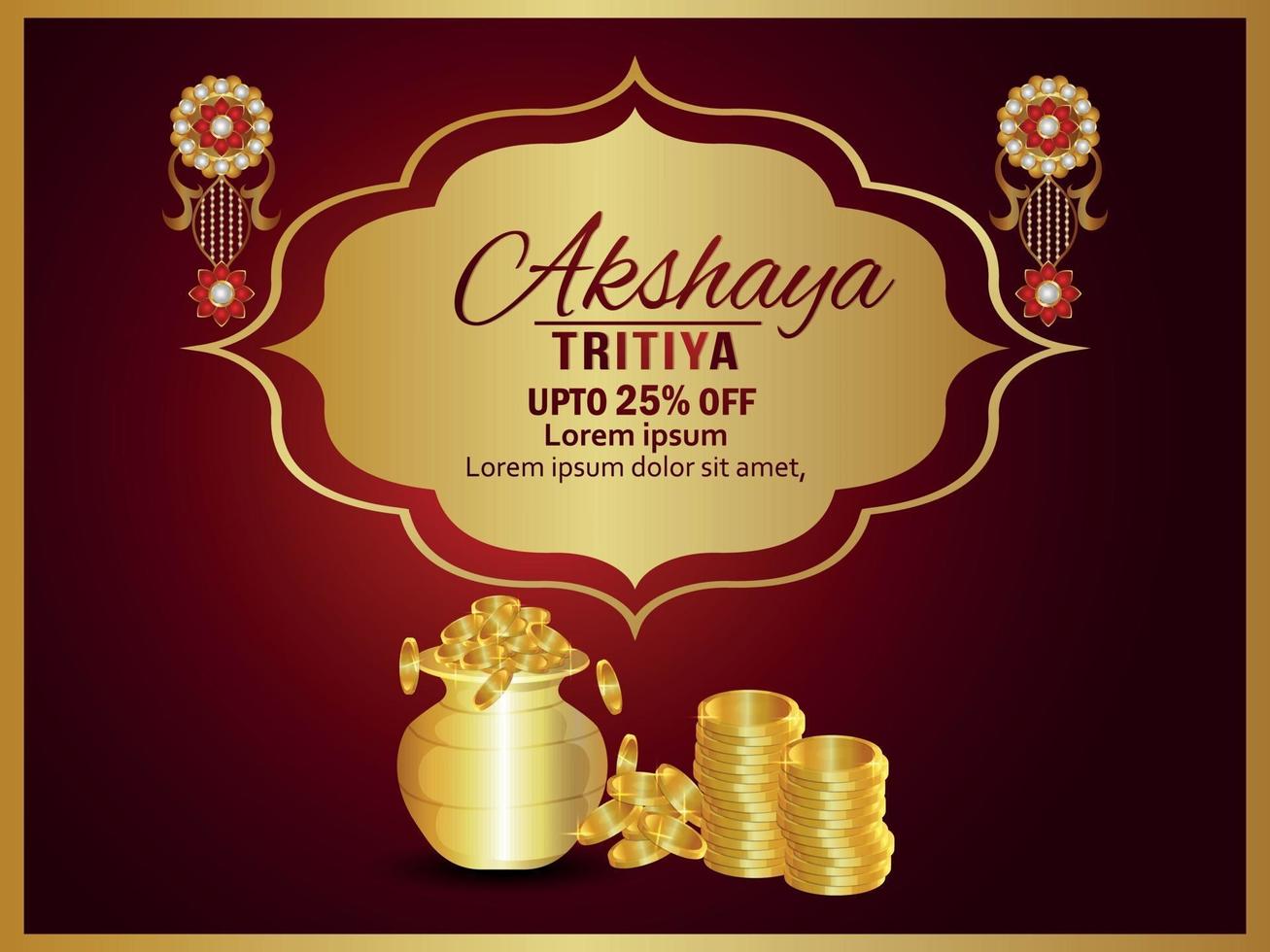 akshaya tritiya pot de pièces en or avec boucles d'oreilles en or vecteur
