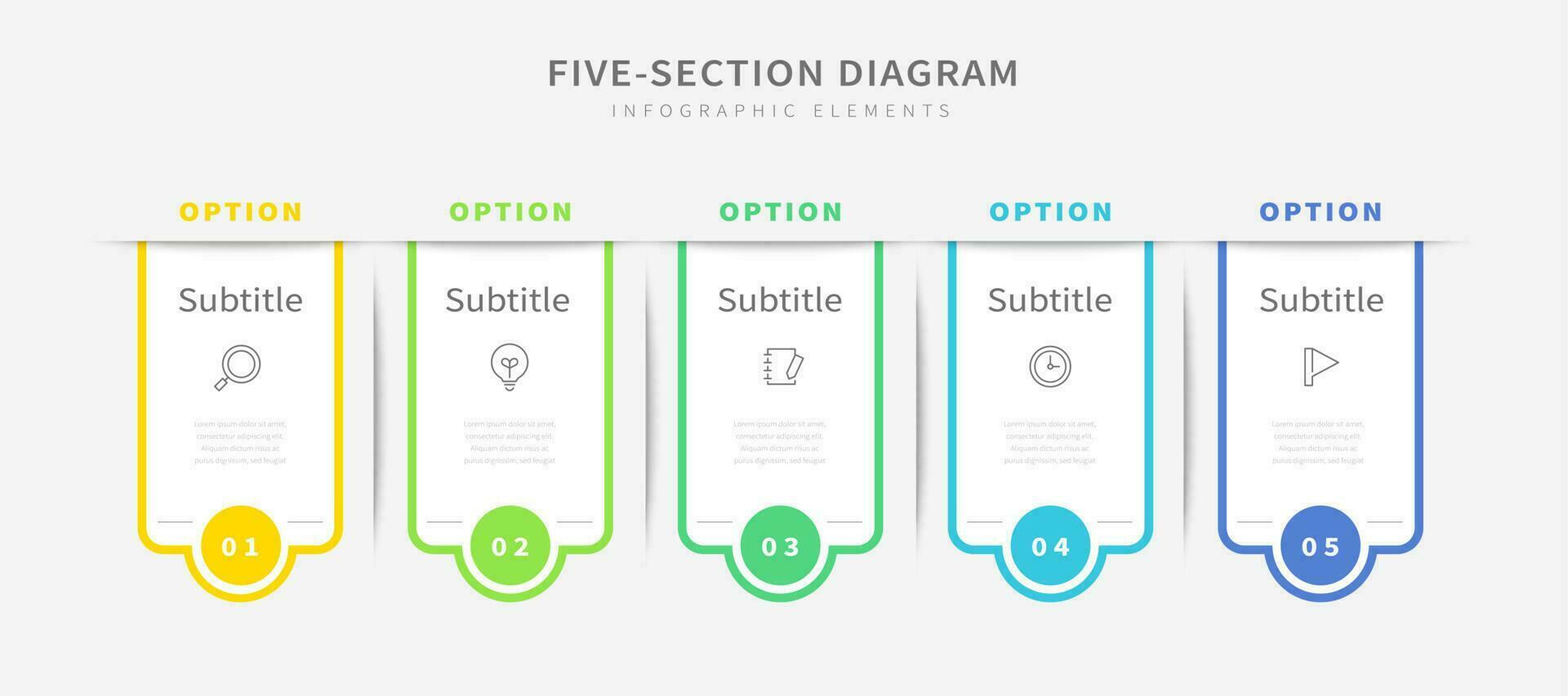 Facile infographie modèle conception avec cinq bannière les options vecteur