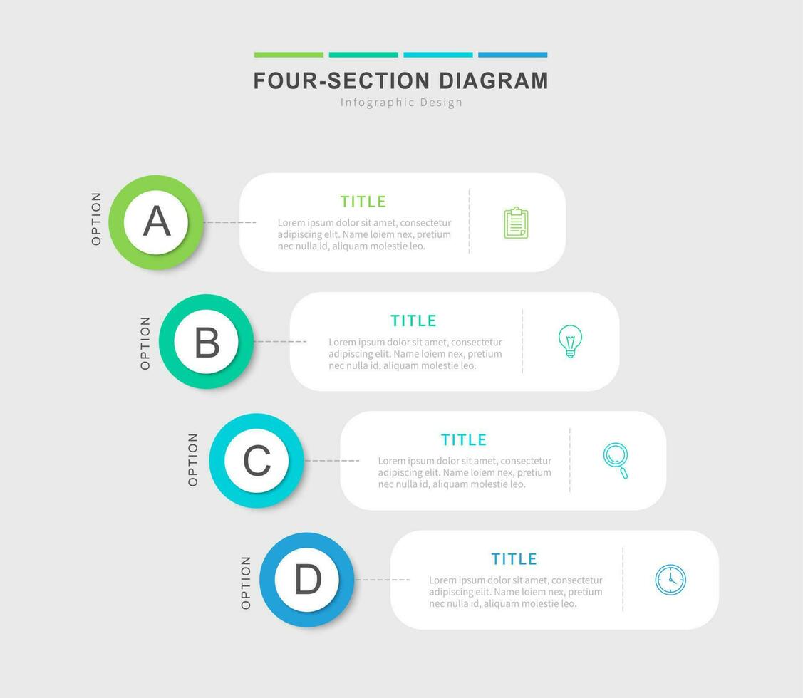 affaires infographie modèle pour présentation, quatre section diagramme vecteur