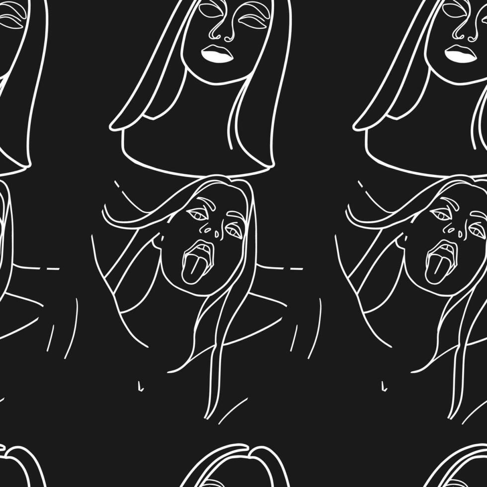 femme abstrait silhouette vecteur empaqueter. étourdissant dessiné à la main minimaliste abstrait dessins de visages, mains, et formes