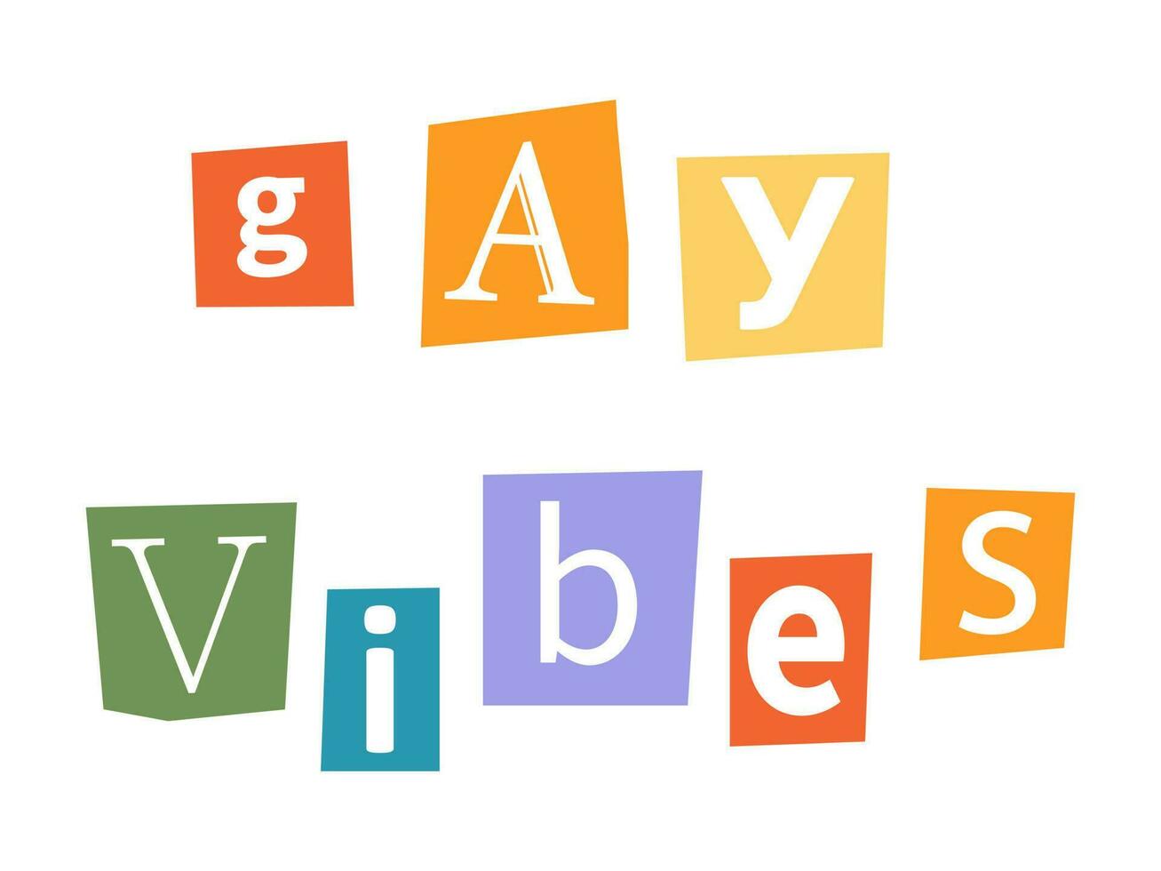 vecteur une rançon gay ambiance texte dans y2k style. lgbt citation gay vibrations. des lettres découpes de magazine. lgbt communauté criminel phrase gay vibrations. rétro une rançon phrase dans arc en ciel couleurs.