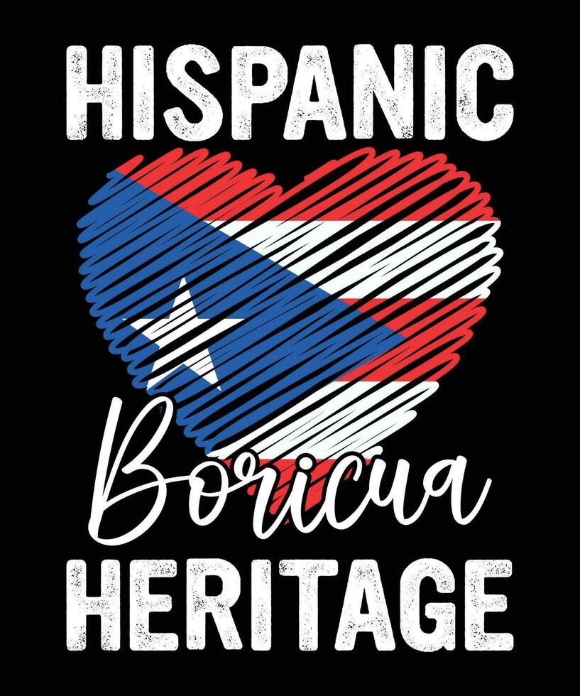 puerto rican hispanique patrimoine borique puerto rico cœur chemise impression modèle vecteur