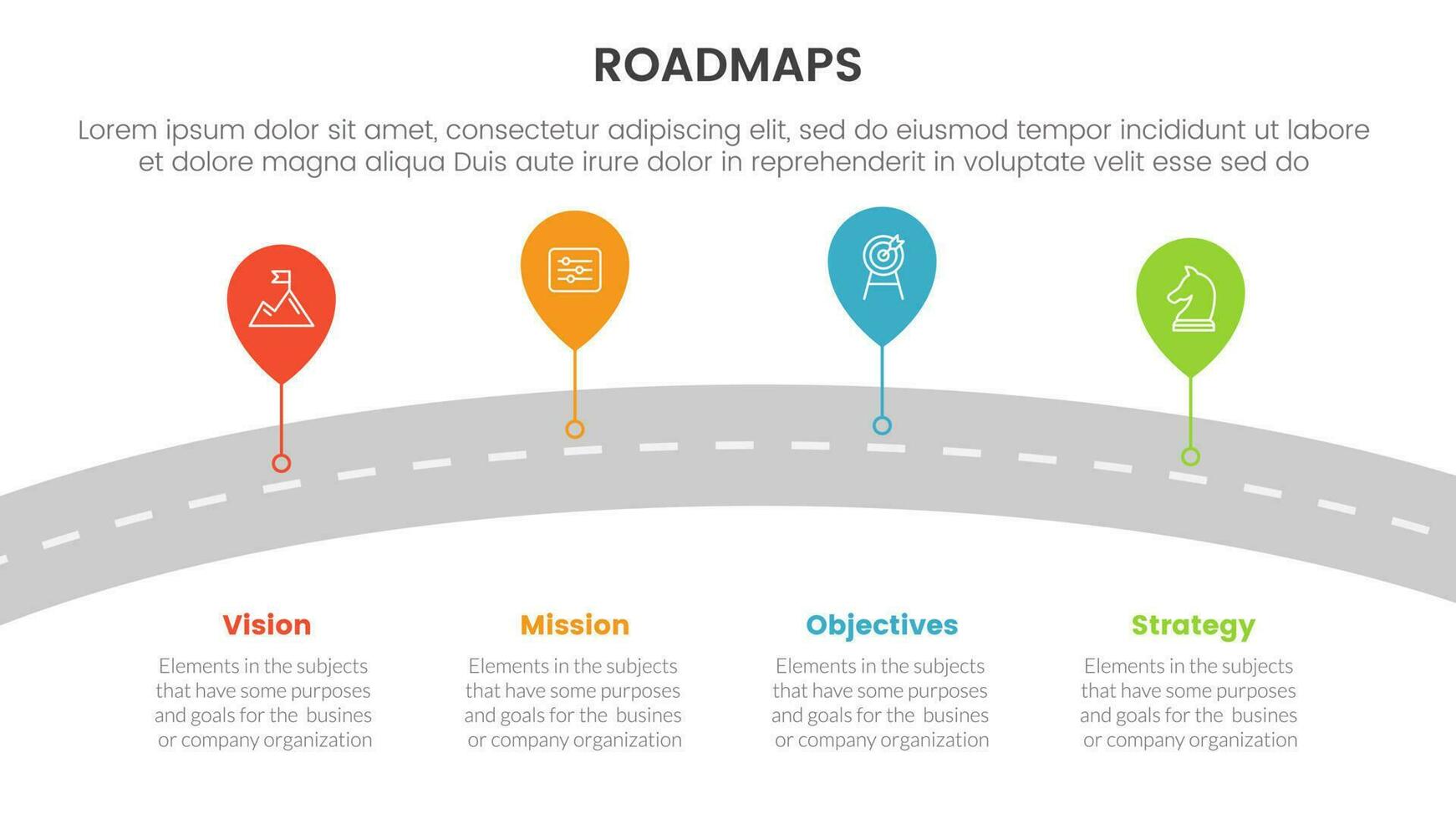 affaires feuilles de route processus cadre infographie 3 étapes avec courbe route et lumière thème concept pour faire glisser présentation vecteur