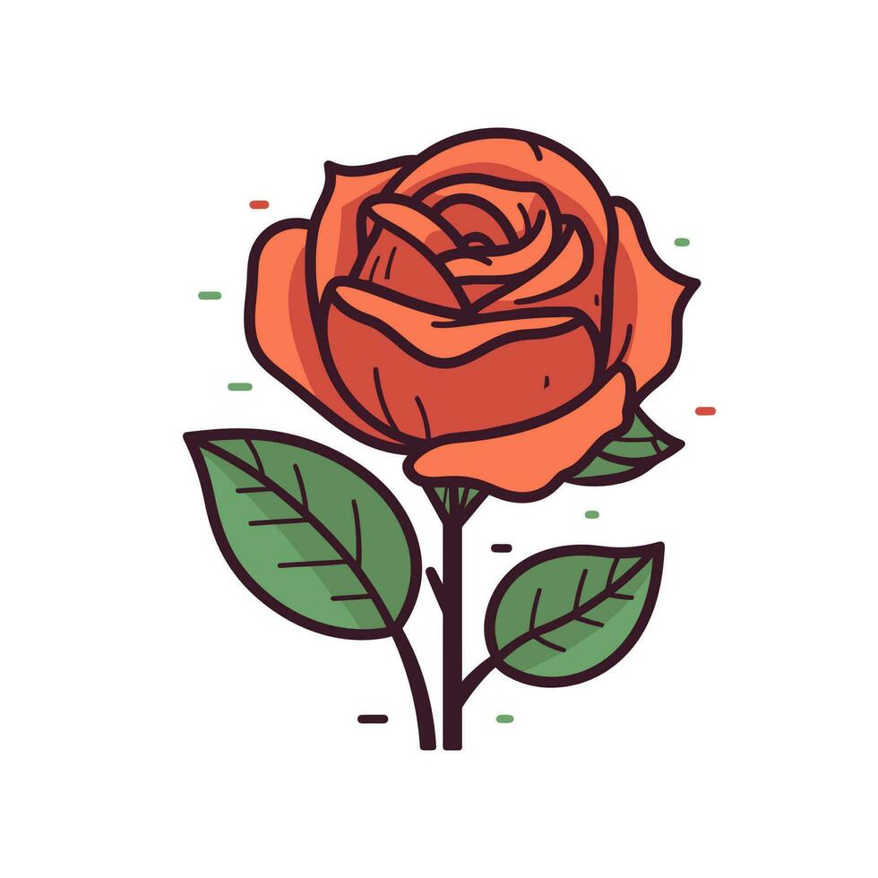 fleurs des roses, rouge bourgeons et vert feuilles. isolé rouge Rose. vecteur illustration.