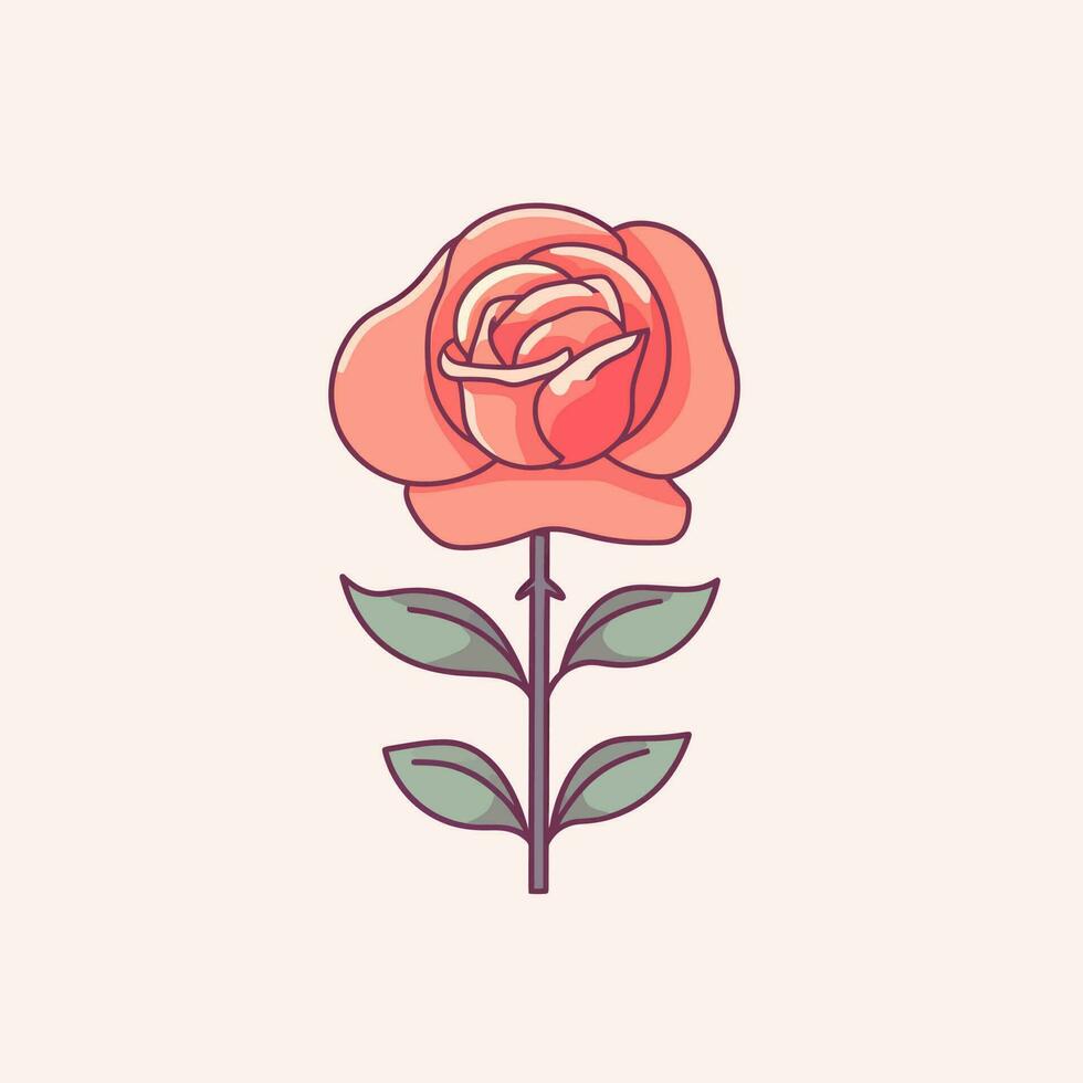 fleurs des roses, rouge bourgeons et vert feuilles. isolé rouge Rose. vecteur illustration.