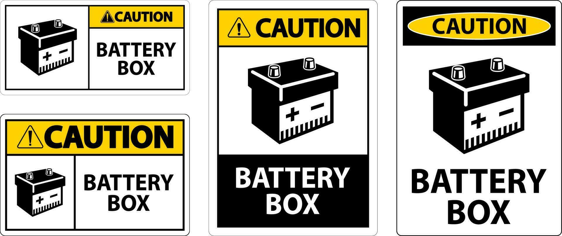 mise en garde batterie boîte avec icône signe sur blanc Contexte vecteur