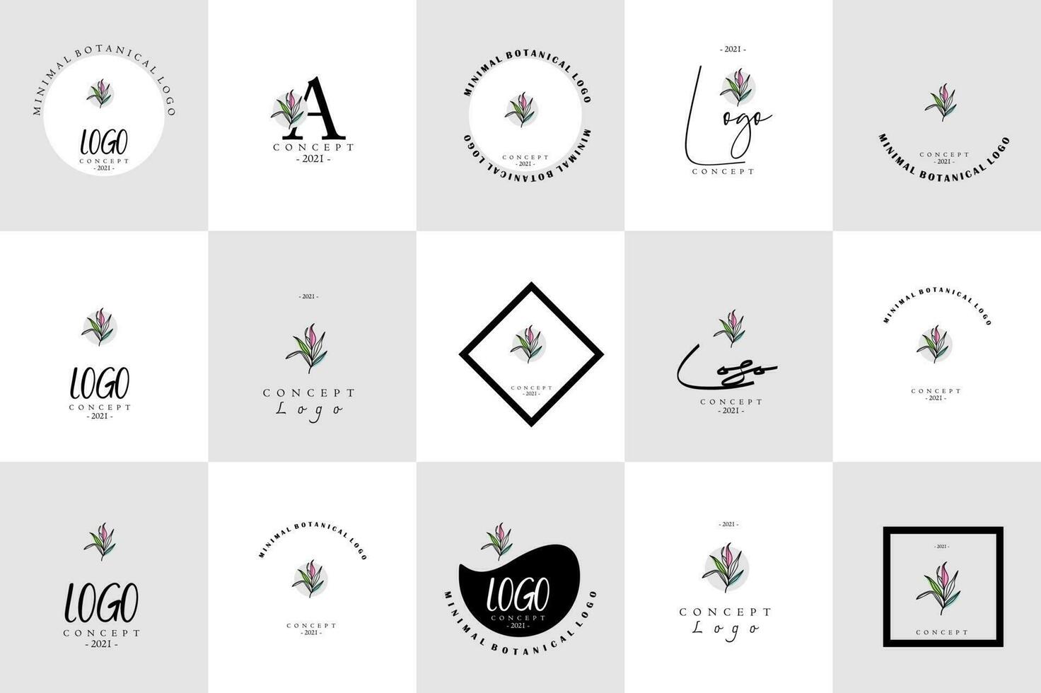 ligne art minimaliste fleur logo pack vecteur