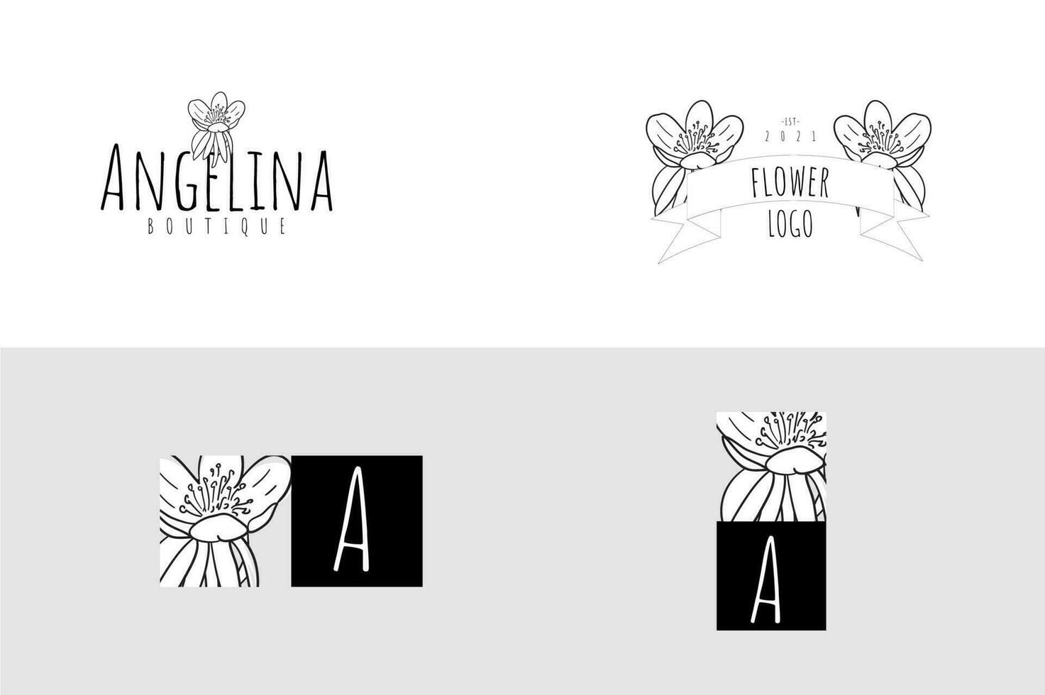 ligne art minimaliste fleur logo pack vecteur