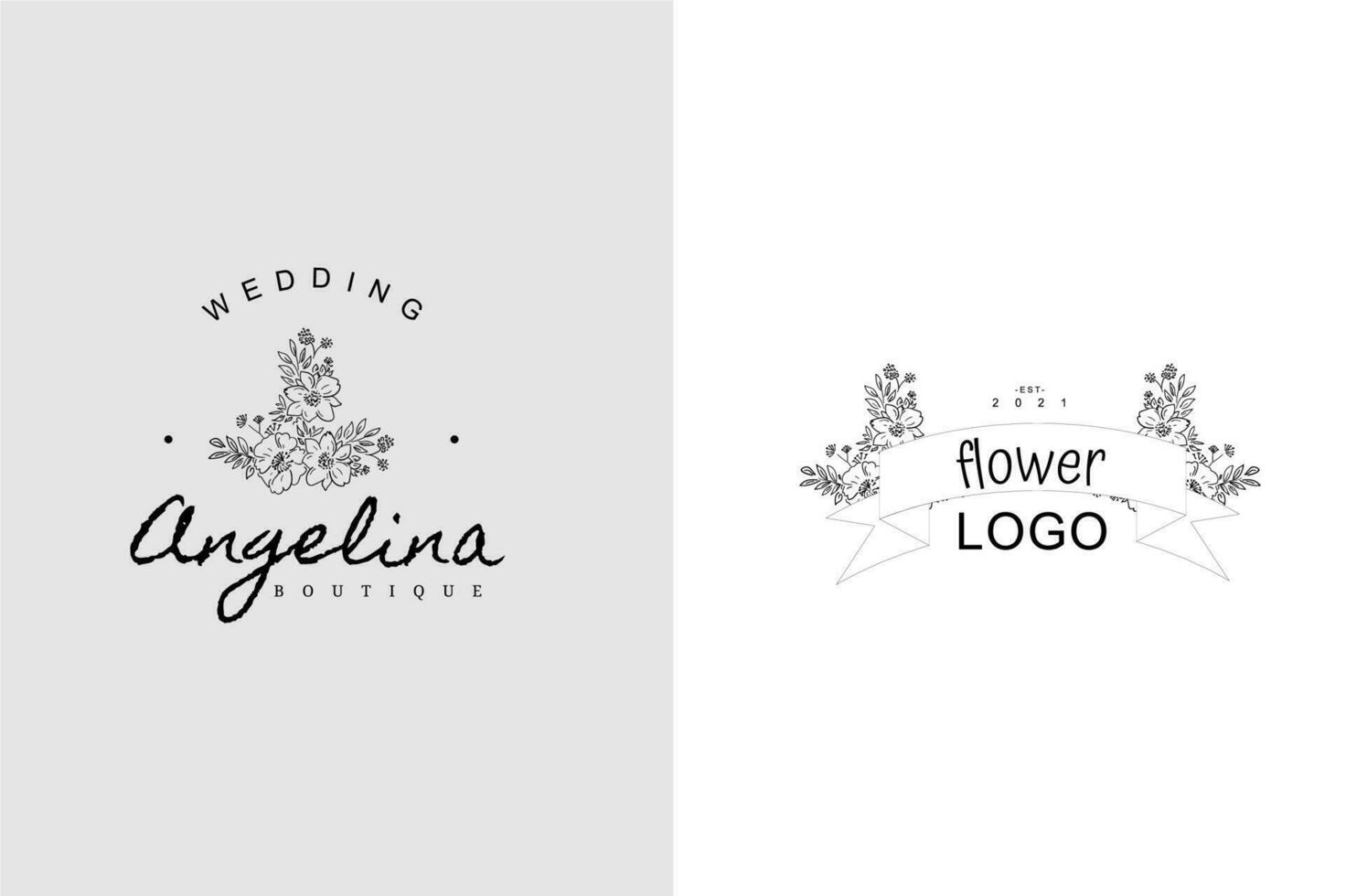 ligne art minimaliste fleur logo pack vecteur