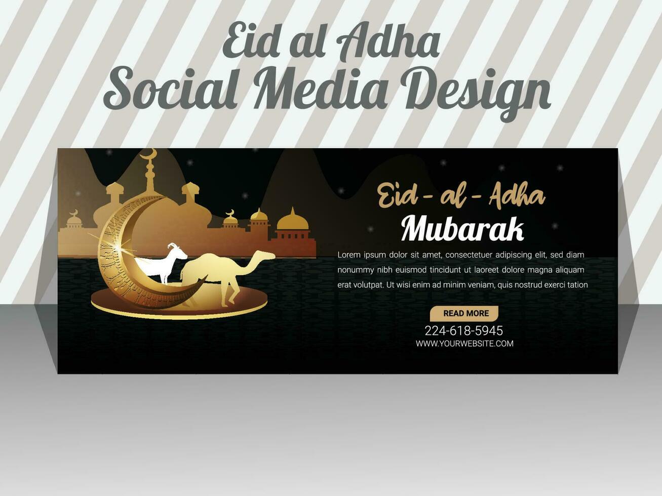 social médias eid Al adha couverture conception modèle vecteur