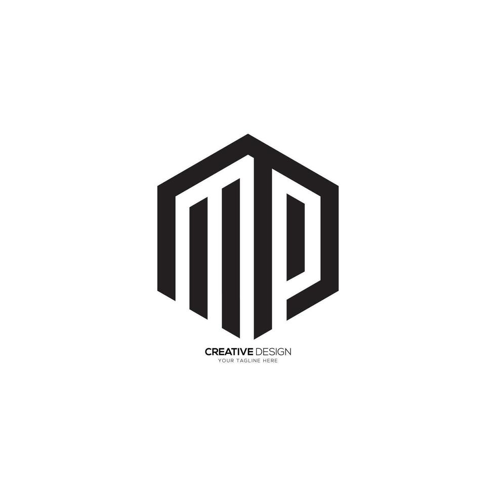 hexagonal forme lettre mp négatif espace moderne logo. mp logo. pm logo vecteur