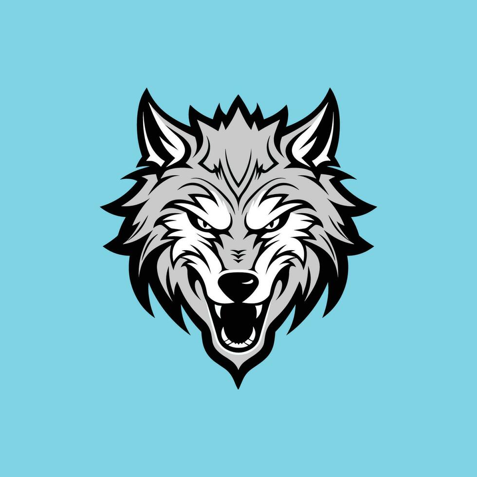 mascotte de sport icône illustration de la tête d'un coyote gris vecteur