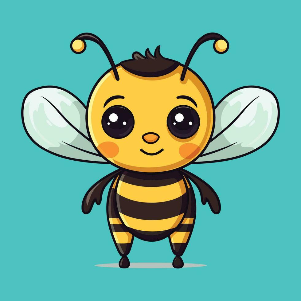 mignonne adorable abeille clipart bleu Contexte vecteur