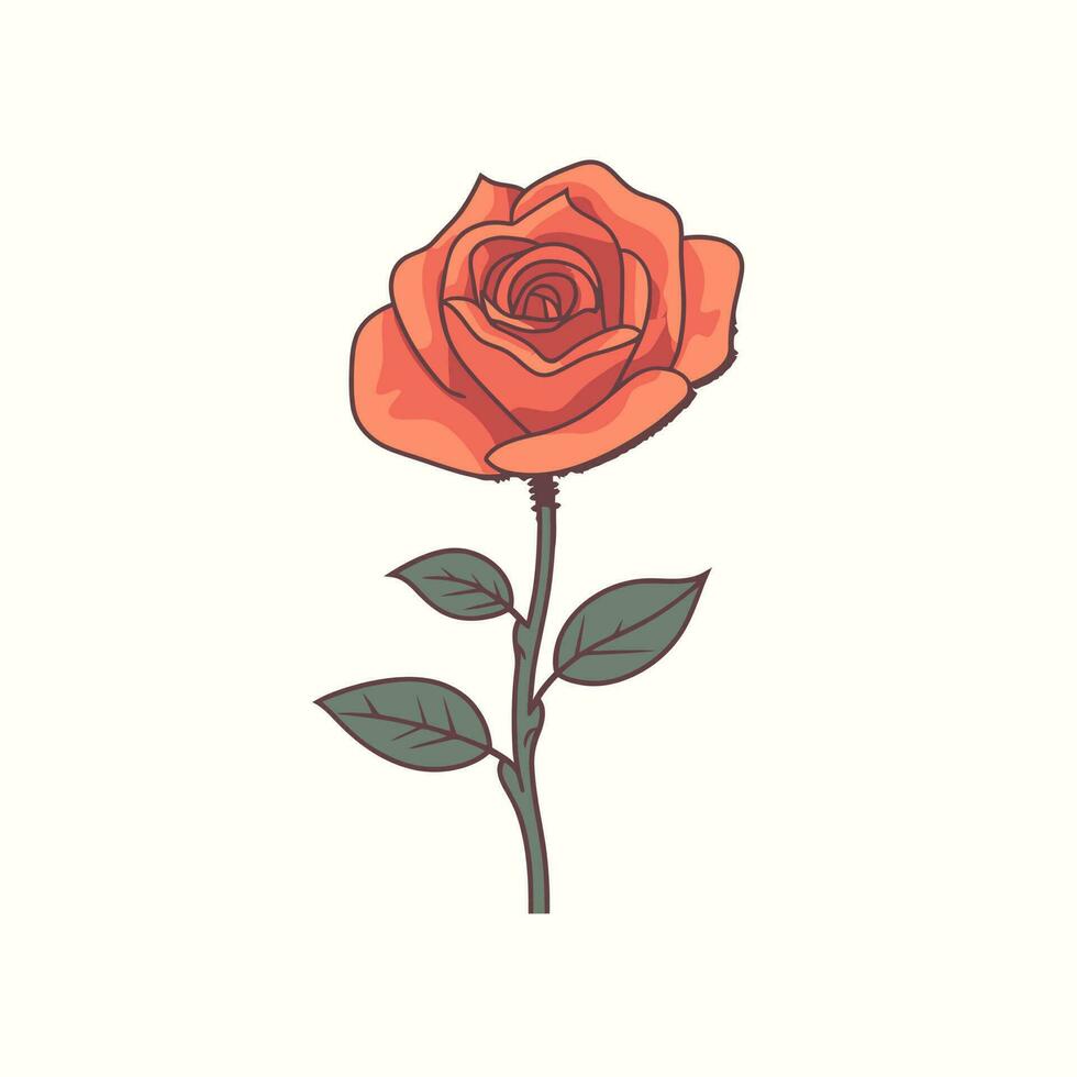 fleurs des roses, rouge bourgeons et vert feuilles. isolé rouge Rose. vecteur illustration.