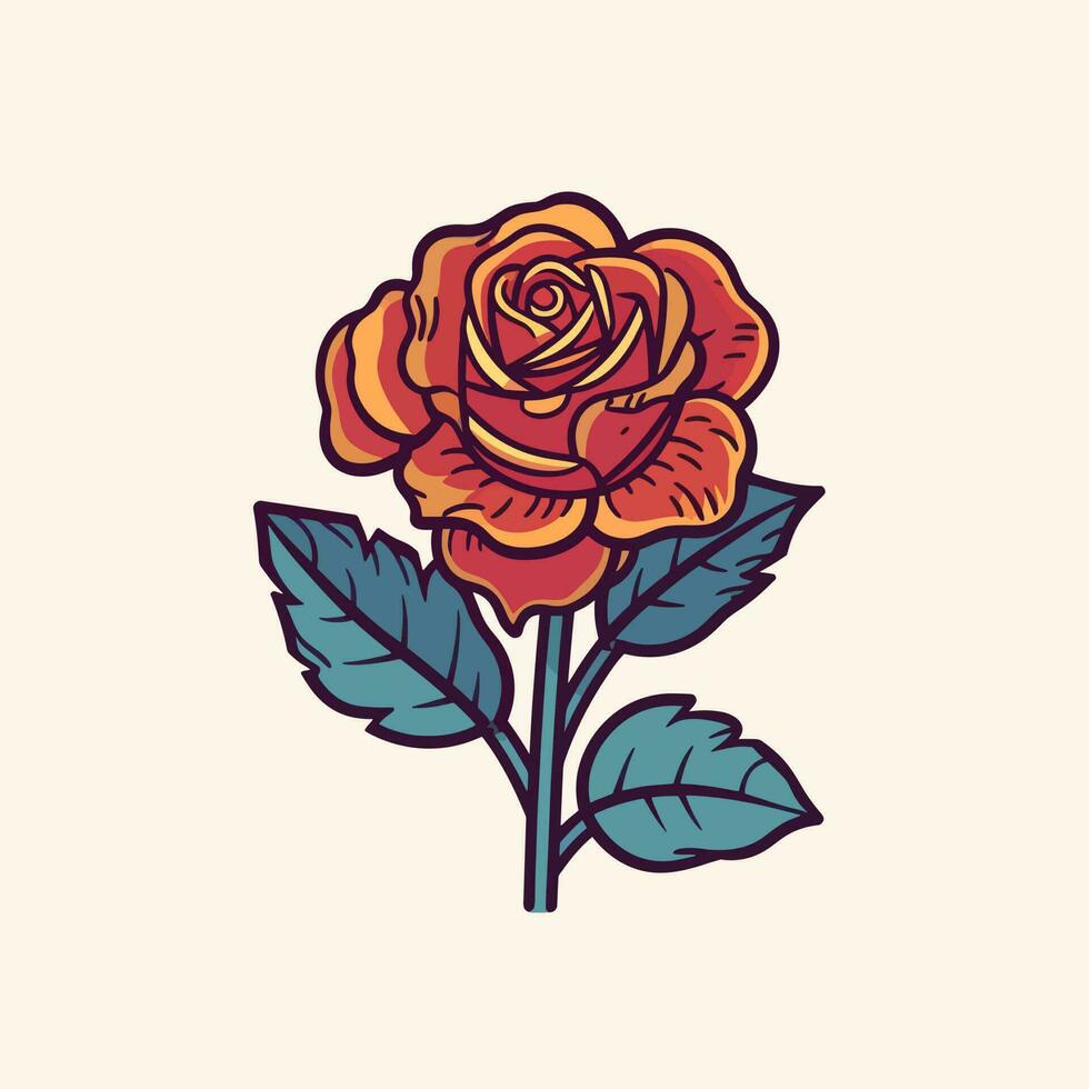 fleurs des roses, rouge bourgeons et vert feuilles. isolé rouge Rose. vecteur illustration.