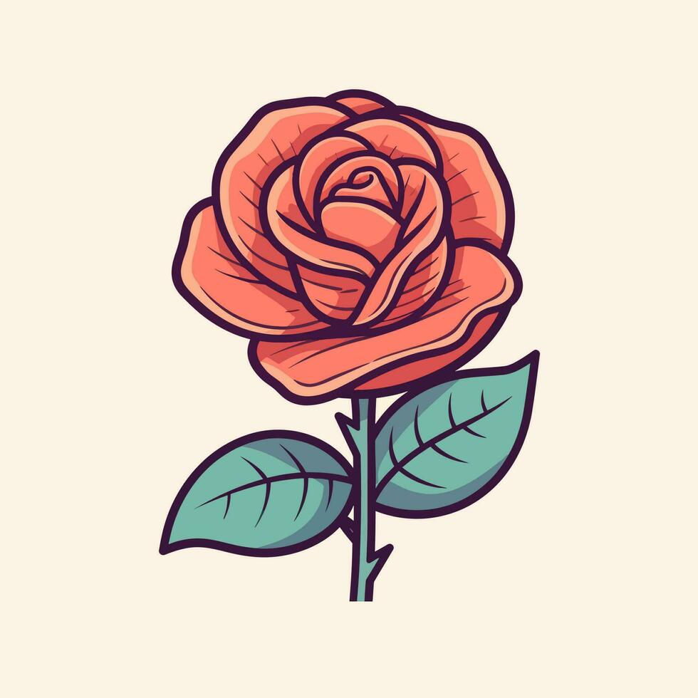 fleurs des roses, rouge bourgeons et vert feuilles. isolé rouge Rose. vecteur illustration.