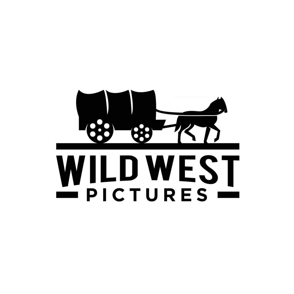 premium classique texas cheval antique chariot western movie logo icône design vecteur