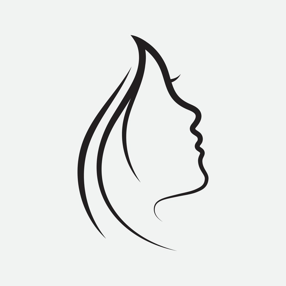 cheveux femme et visage logo et symboles vecteur