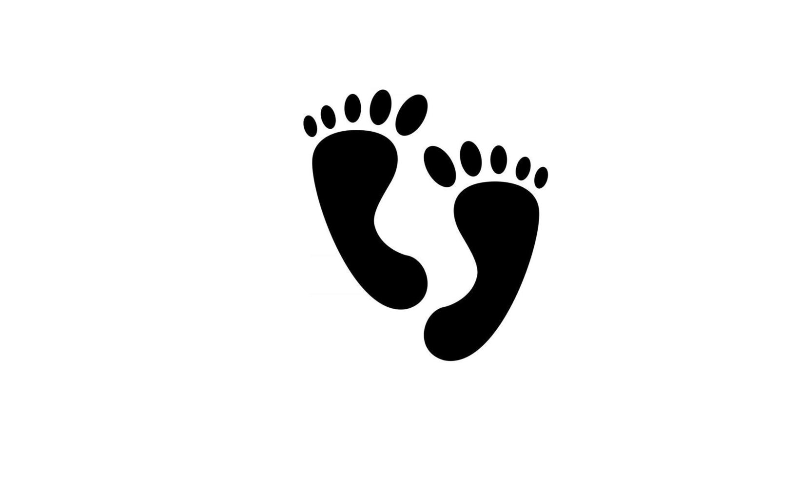 Empreinte pieds nus étape silhouette vecteur icône noire design simple