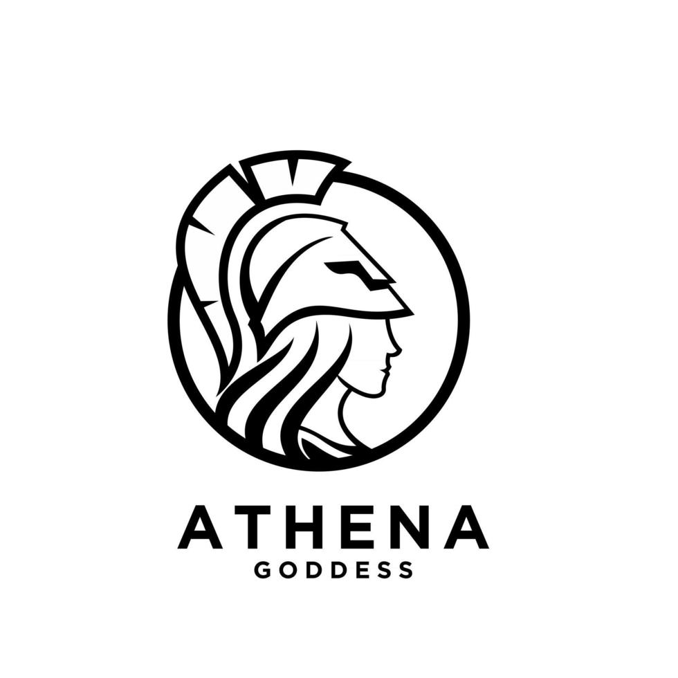 prime athéna la déesse vecteur noir icône ligne logo illustration design