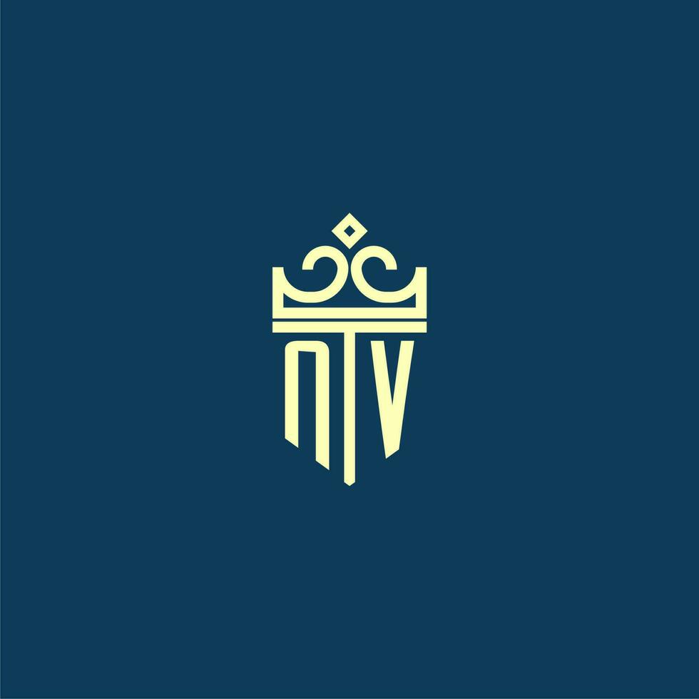 nv initiale monogramme bouclier logo conception pour couronne vecteur image