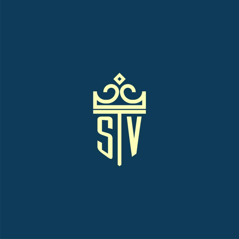 sv initiale monogramme bouclier logo conception pour couronne vecteur image