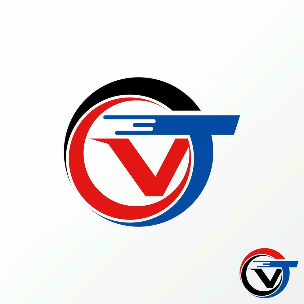 logo conception graphique concept Créatif abstrait prime gratuit vecteur Stock lettre Vermont vite Police de caractère à l'intérieur cercle virgule. en relation à monogramme transport