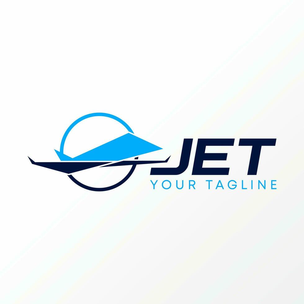 logo conception graphique concept Créatif abstrait prime gratuit vecteur Stock côté avion jet vite vol dans cercle doubler. en relation à transport Voyage