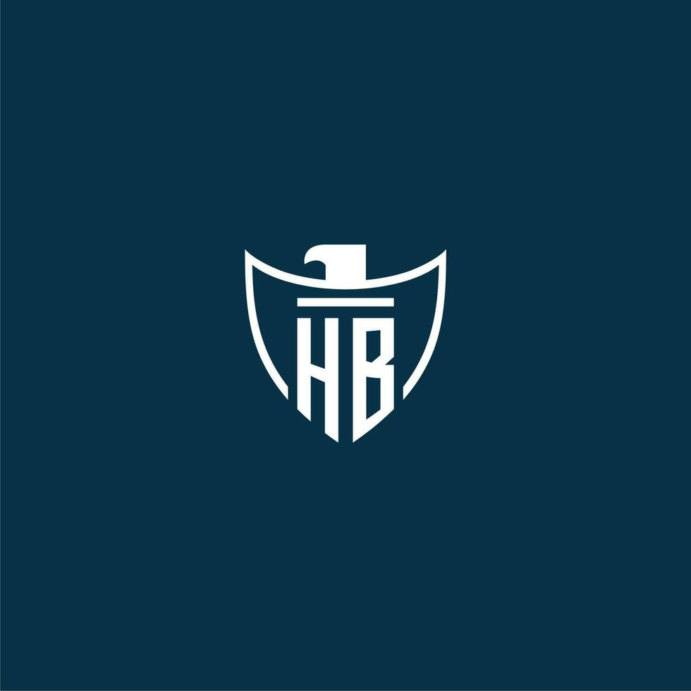 hb initiale monogramme logo pour bouclier avec Aigle image vecteur conception