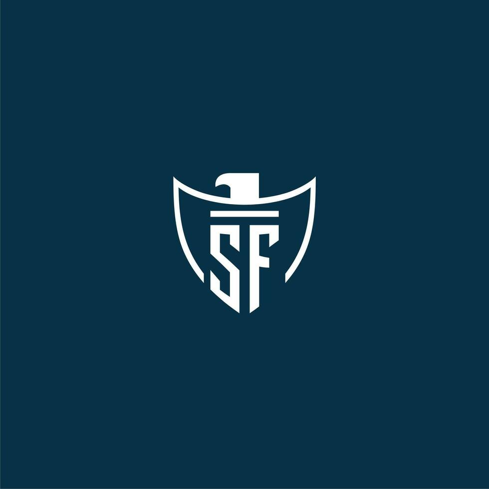 sf initiale monogramme logo pour bouclier avec Aigle image vecteur conception