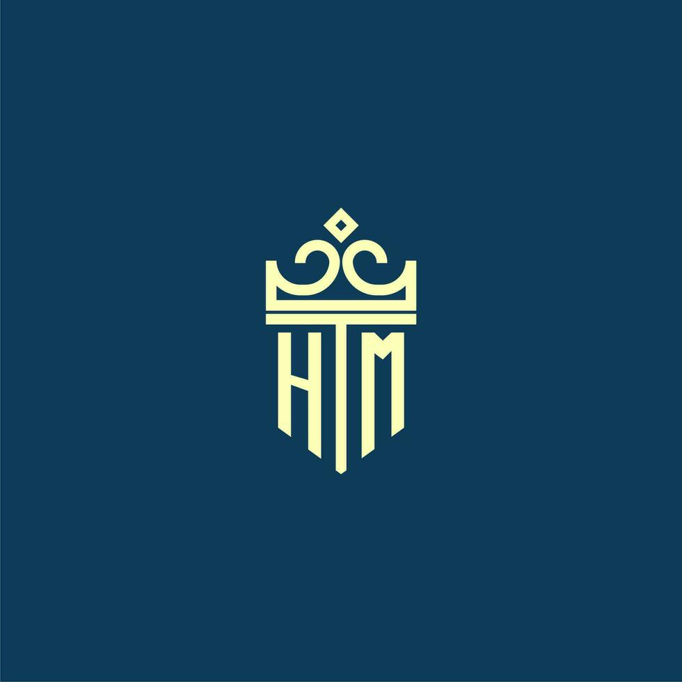 hum initiale monogramme bouclier logo conception pour couronne vecteur image