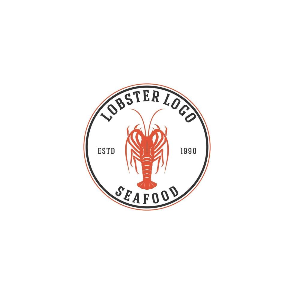 modèle de logo de homard rouge de vecteur séparé sur fond blanc