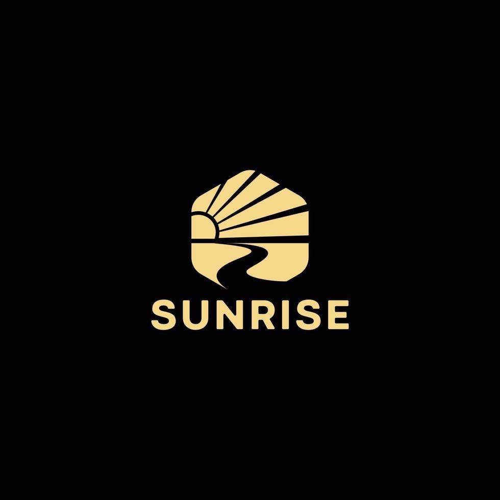 logo du lever du soleil sur fond noir vecteur