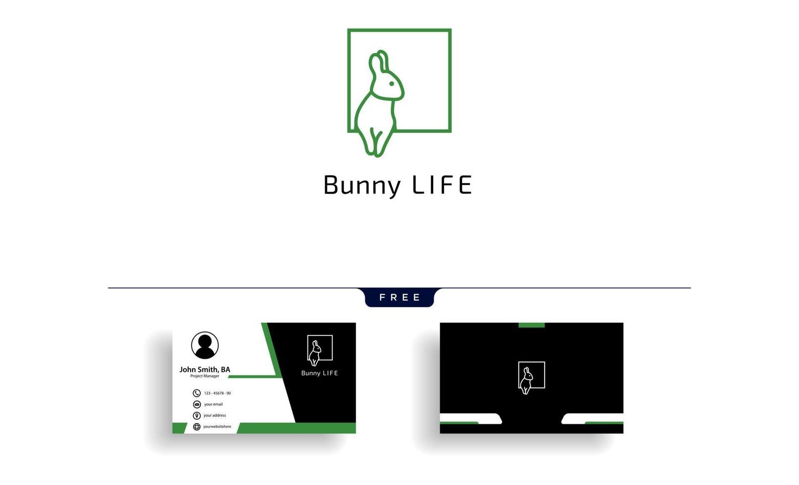 modèle de logo de contour créatif lapin lapin avec conception de carte de visite gratuite vecteur