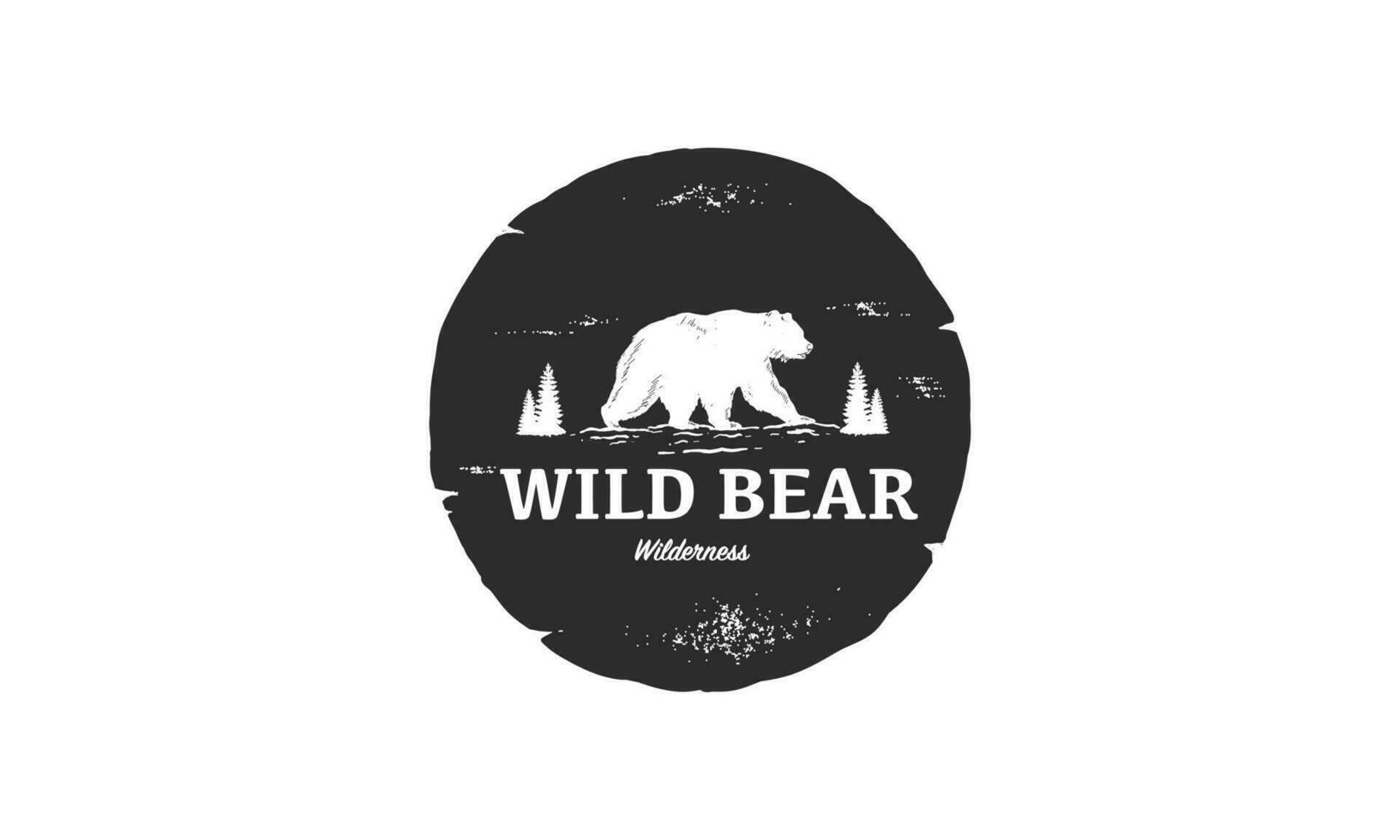 conception de logo d'ours sauvage vecteur premium, illustration vintage de logo emblème