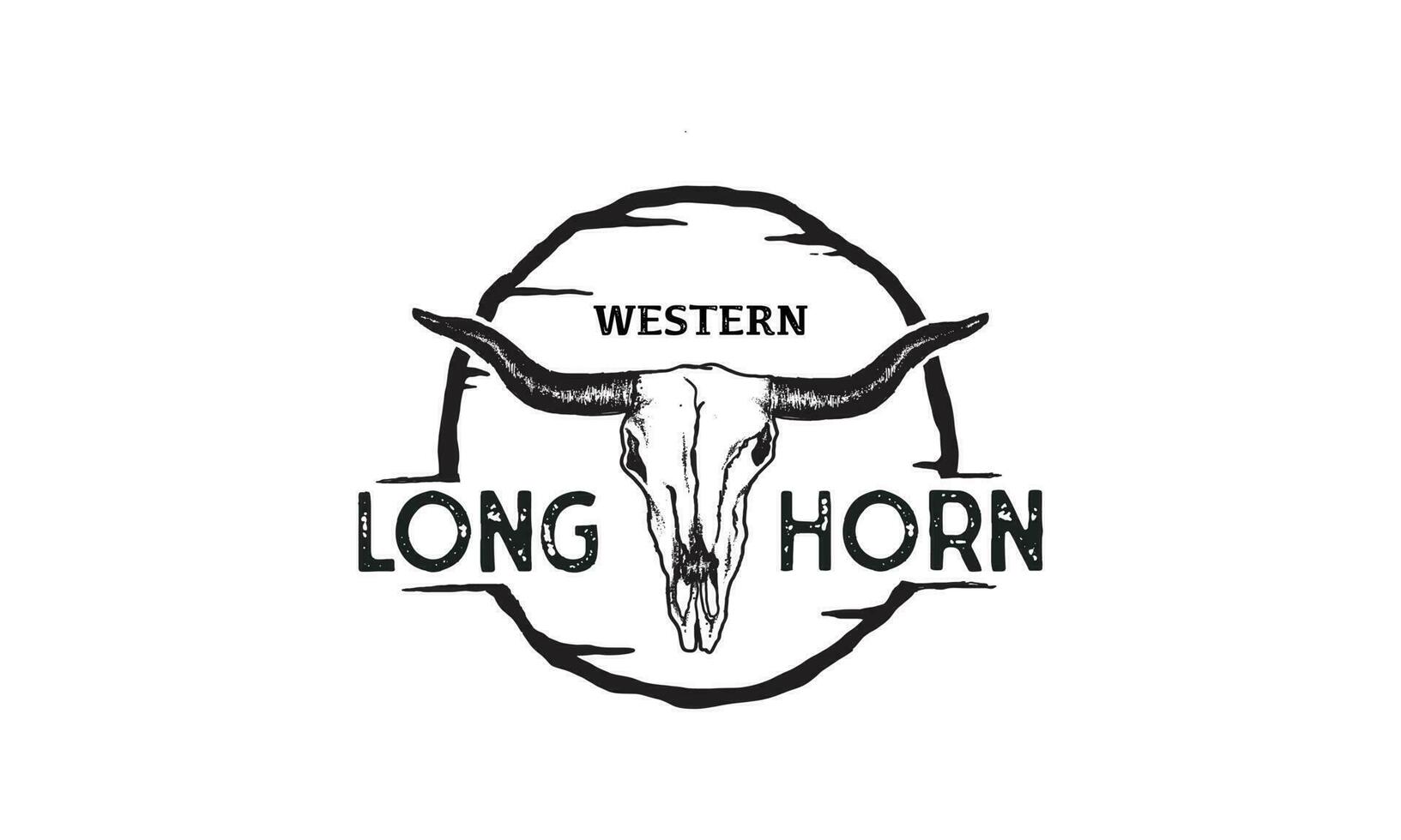 texas longhorn, conception de logo d'étiquette vintage de bovins de taureau de pays occidental vecteur