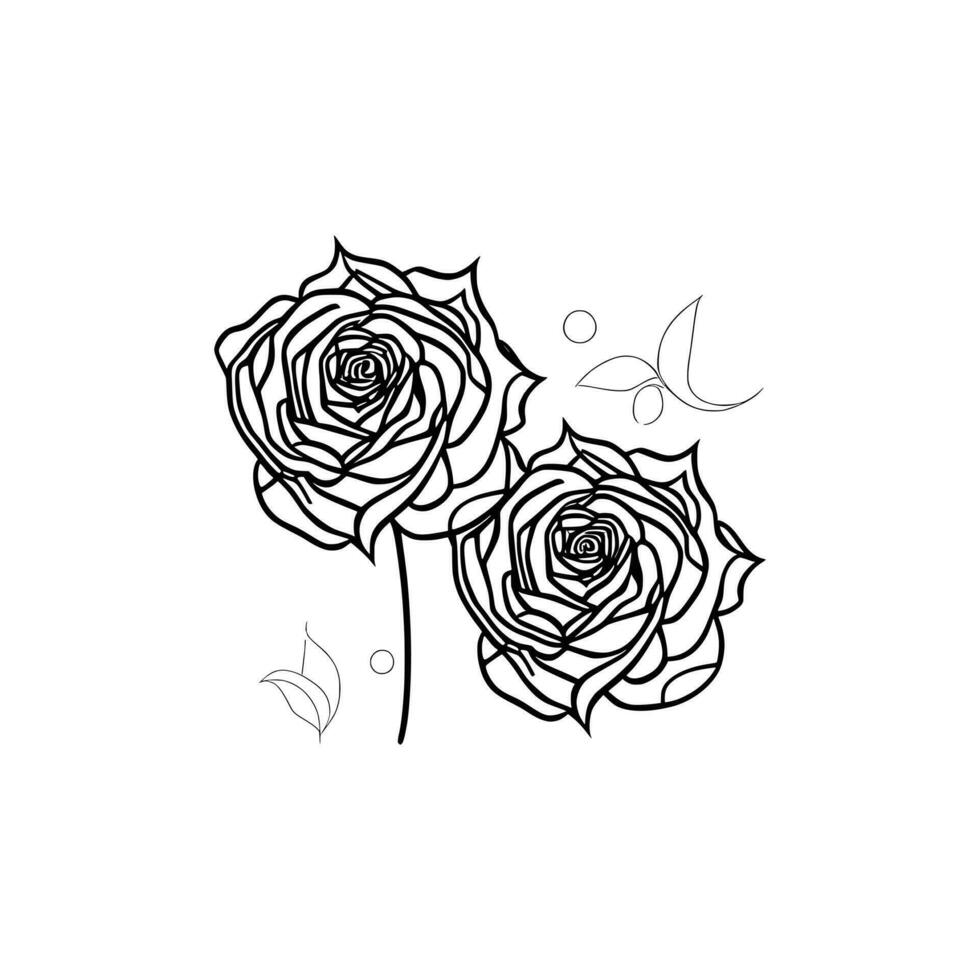 des roses main tiré crayon esquisser, coloration page, et livre, Rose fleur contour, illustration encre art. Rose vecteur art.