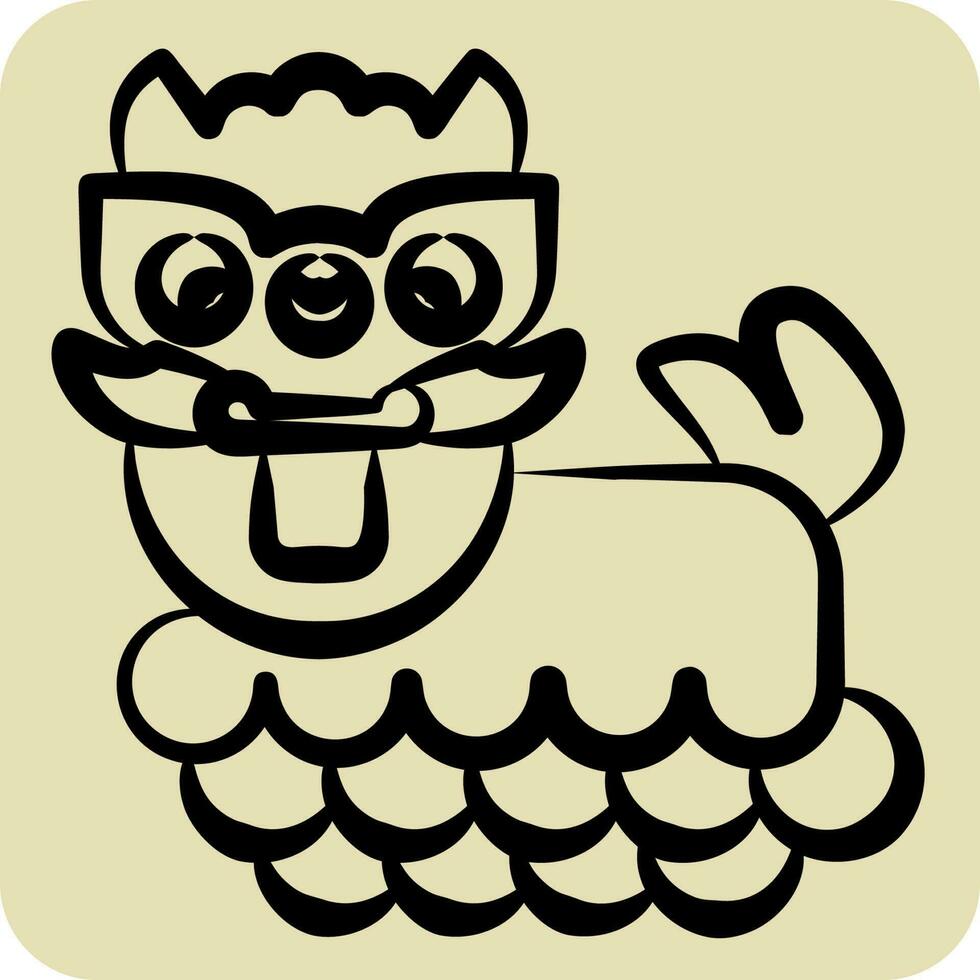 icône chinois lion. en relation à chinois Nouveau année symbole. main tiré style. Facile conception modifiable vecteur