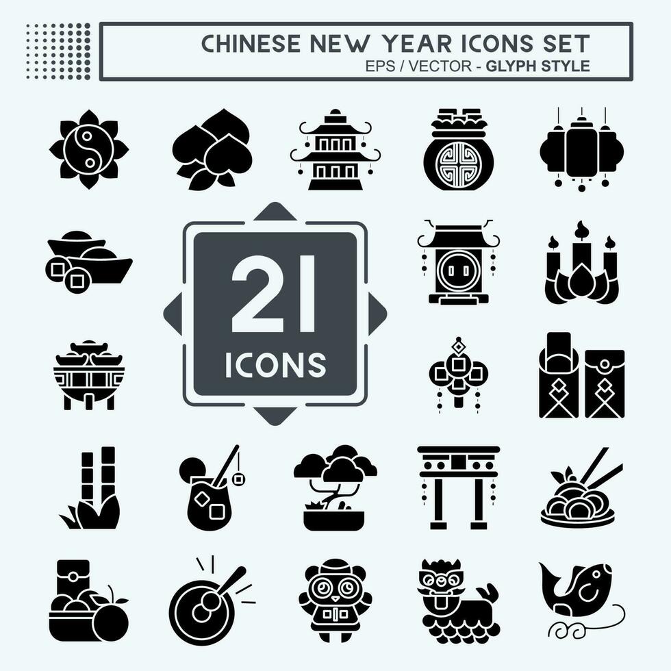 icône ensemble chinois Nouveau an. en relation à éducation symbole. glyphe style. Facile conception modifiable vecteur