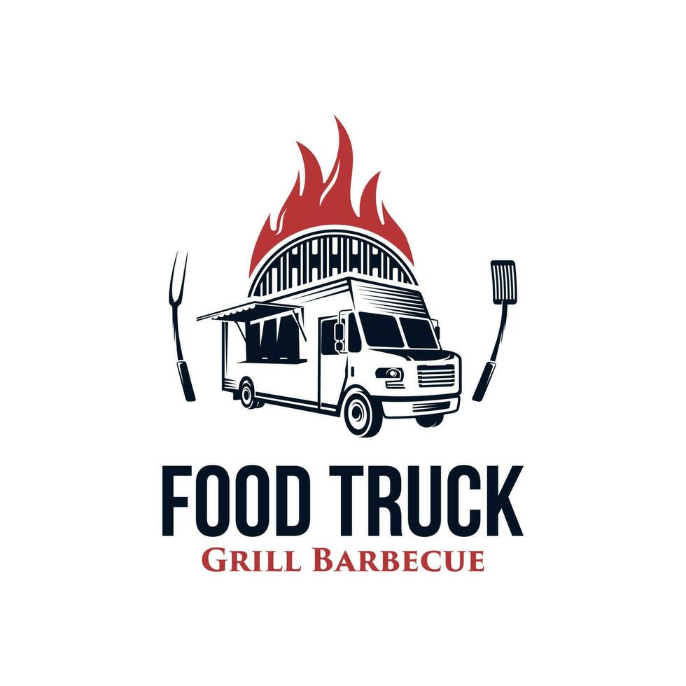 gril barbecue nourriture un camion vecteur logo