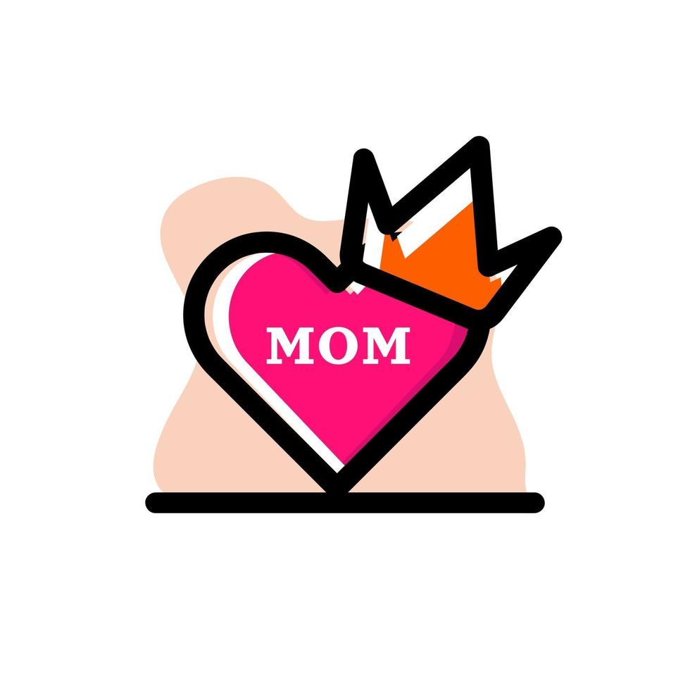 Amour maman couronne icône conceptuel vector illustration design