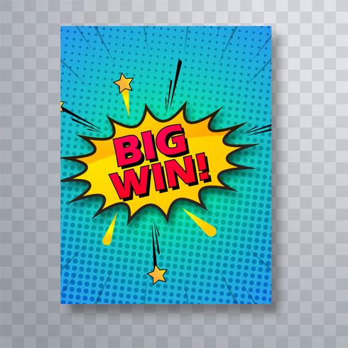 Big win bande dessinée coloré pop art brochure modèle vecteur des