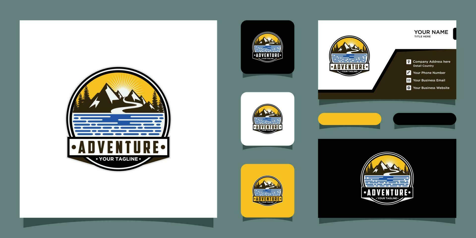 ancien aventure logo conception avec affaires carte conception prime vecteur