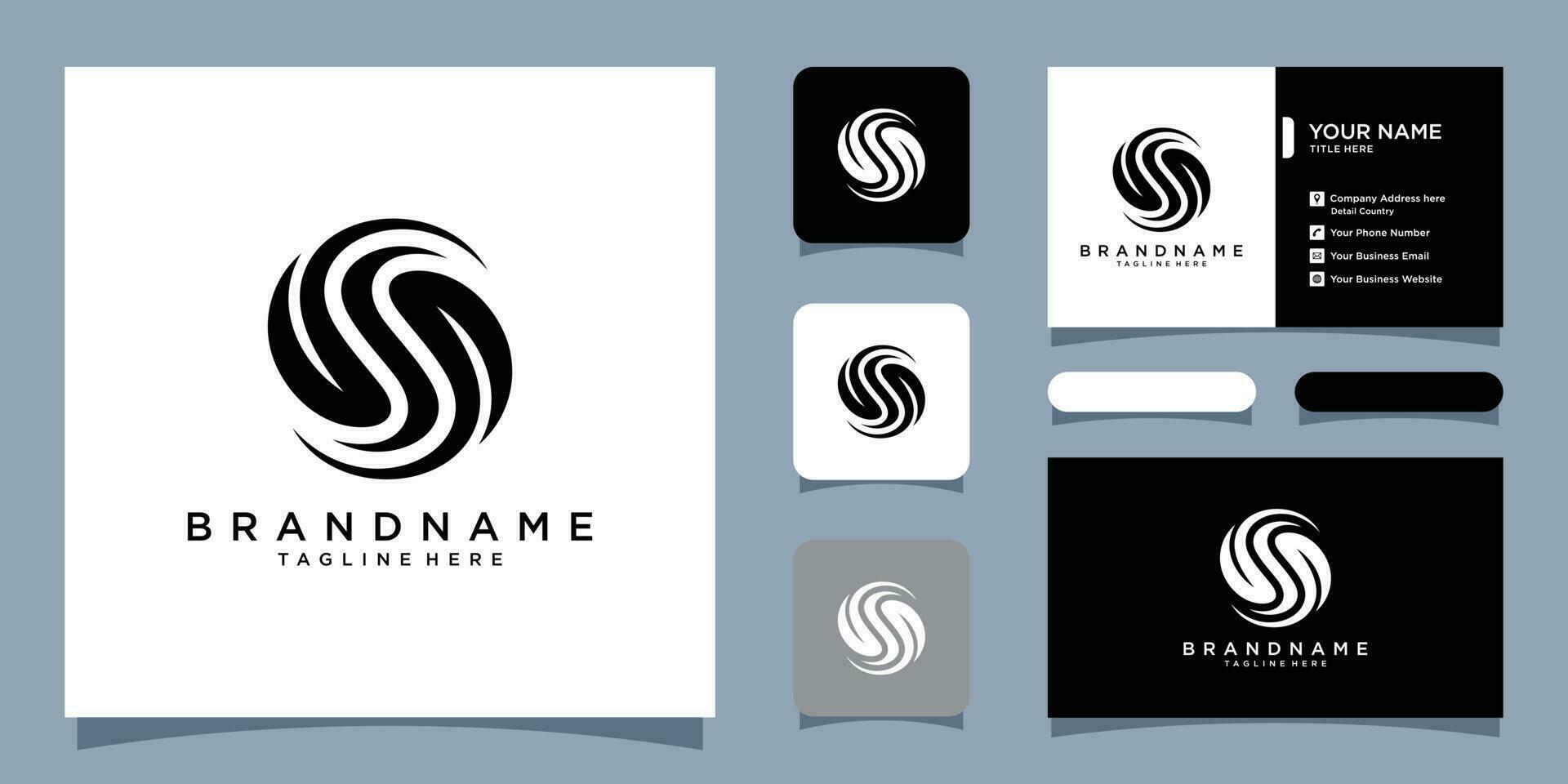 Créatif moderne s élégant des sports marque, noir et blanc s initiale avec affaires carte conception prime vecteur