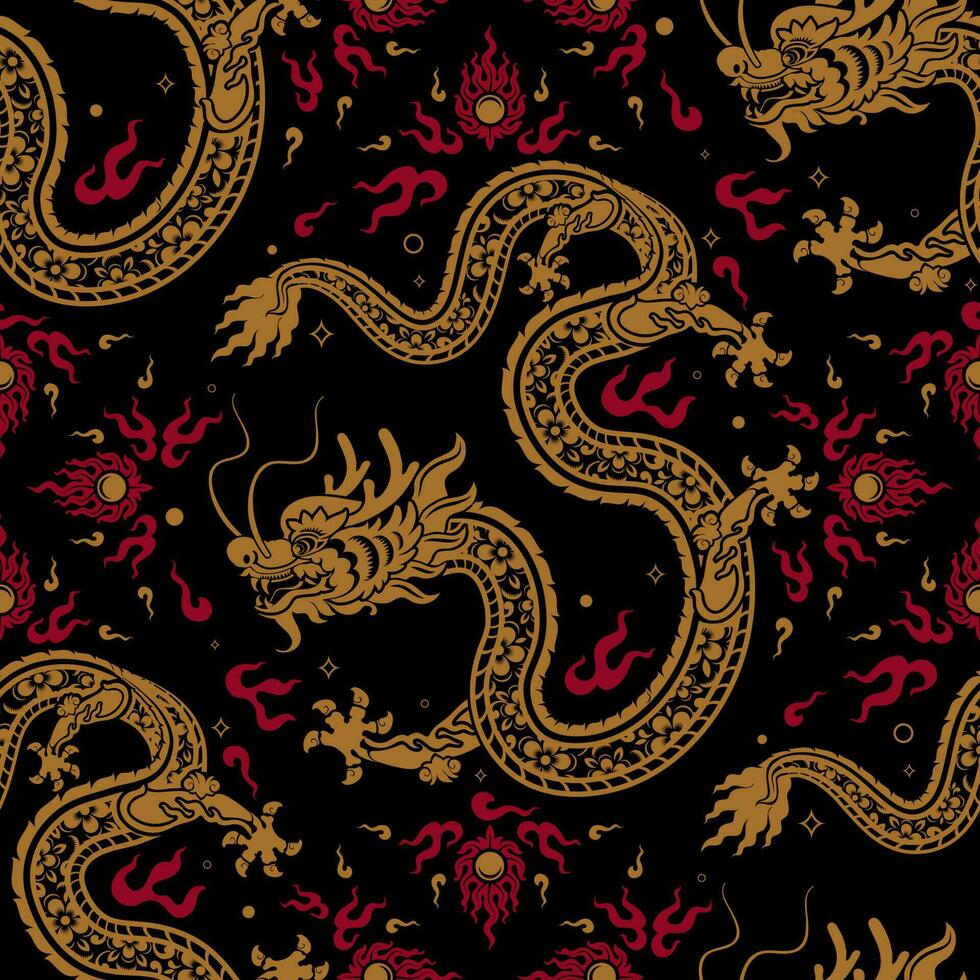 sans couture modèle content chinois Nouveau année 2024 le dragon zodiaque signe avec asiatique éléments papier Couper style sur Couleur Contexte. vecteur