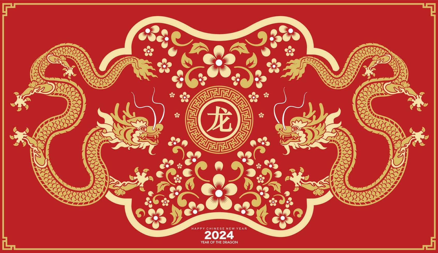 content chinois Nouveau année 2024 le dragon zodiaque signe vecteur