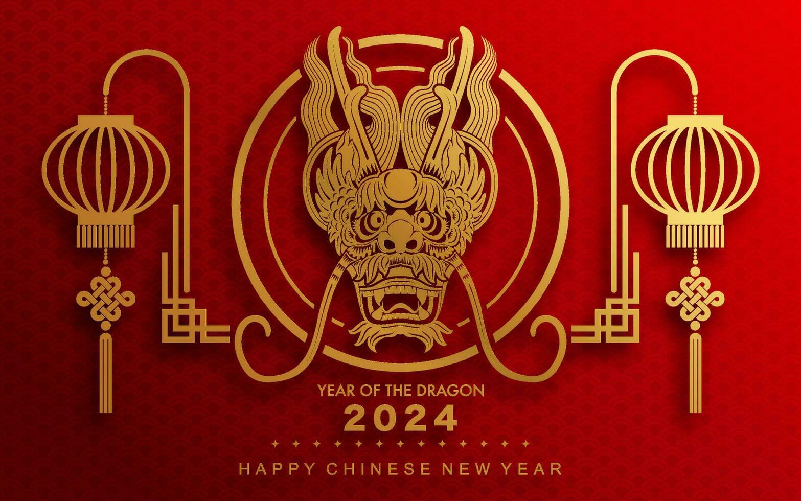 content chinois Nouveau année 2024 le dragon zodiaque signe vecteur