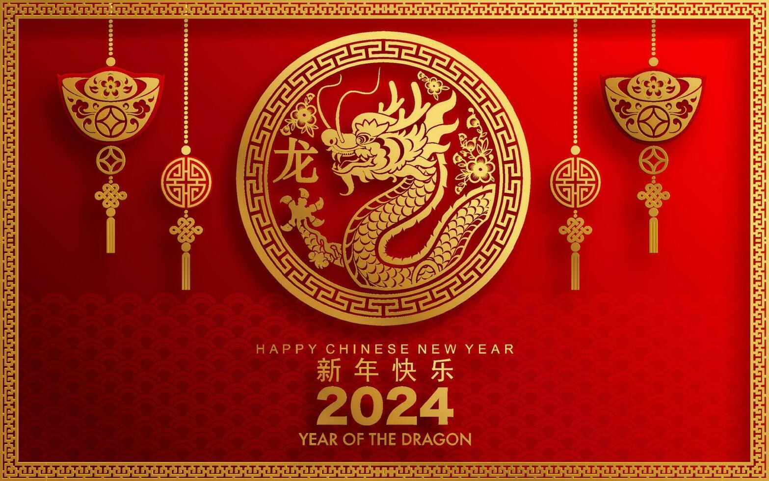 content chinois Nouveau année 2024 le dragon zodiaque signe vecteur