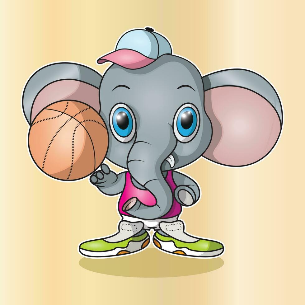 illustration vecteur graphique de l'éléphant en jouant basketball