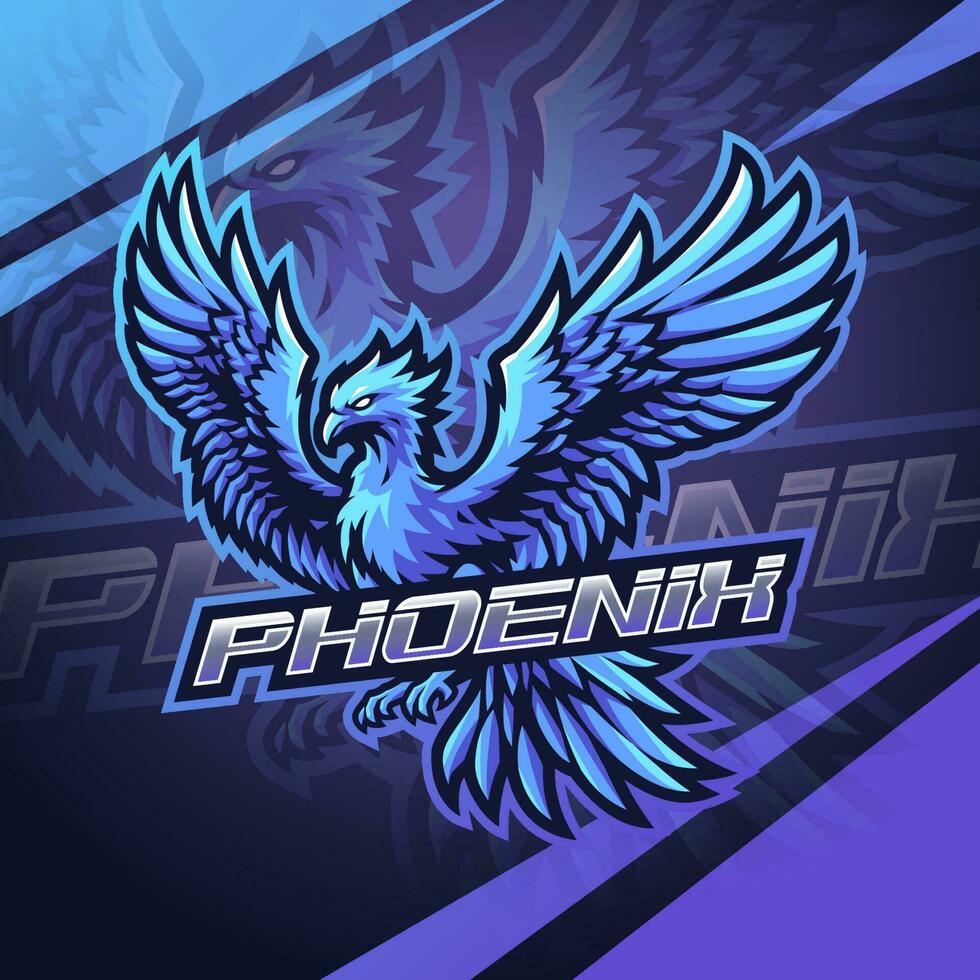 création de logo mascotte phénix bleu esport vecteur